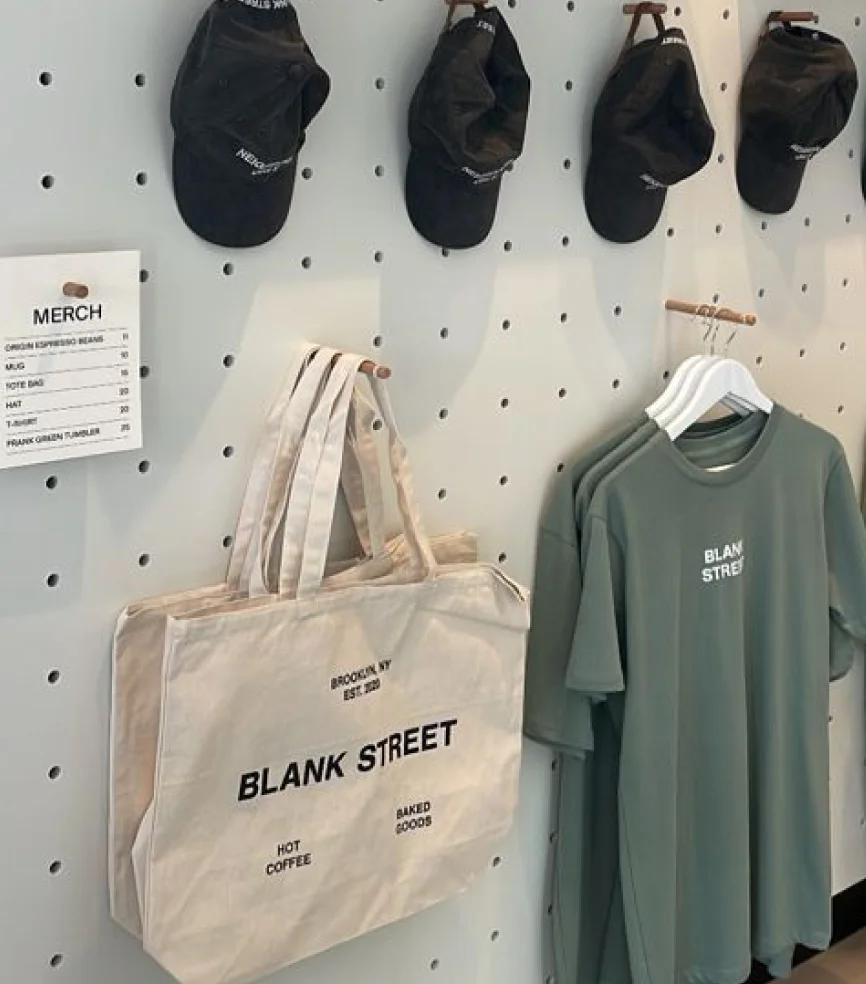 Blank Street coffee merch display