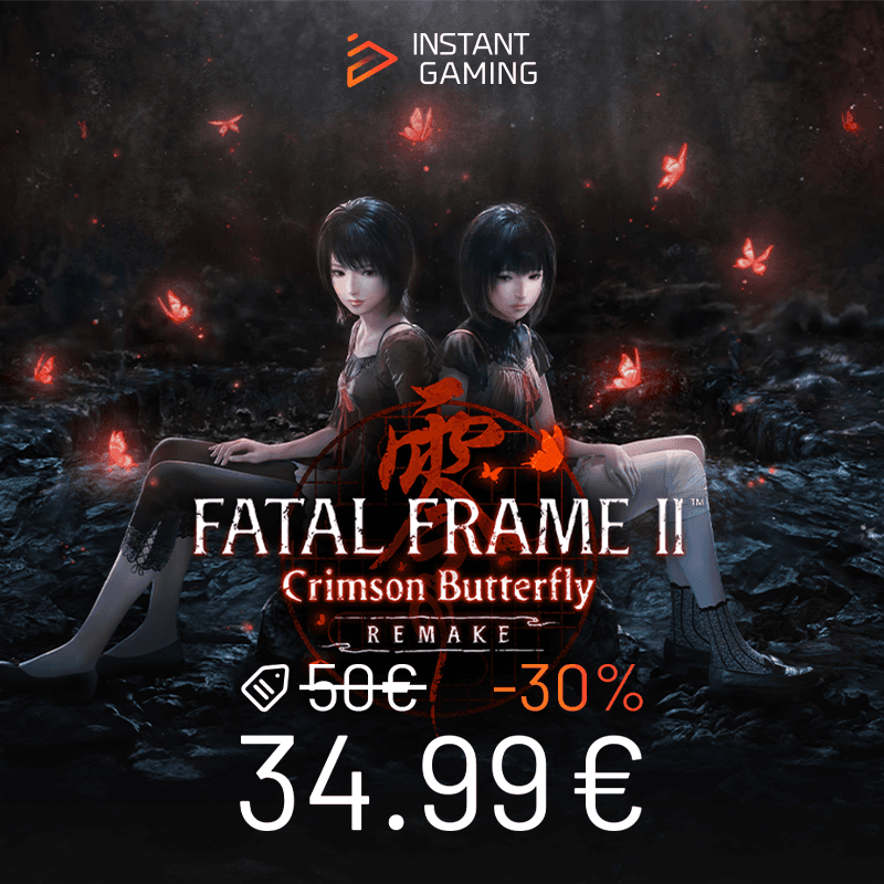 Fatal Frame II Crimson Butterfly Remake jaquette officielle avec prix Instant Gaming 34.99€, jeu d’horreur japonais où deux sœurs explorent un village hanté