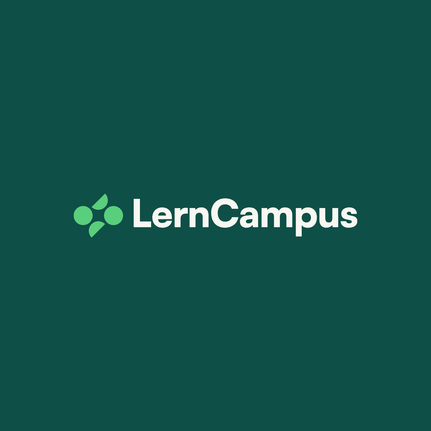 LernCampus-Logo auf einem dunkelgrünen Hintergrund, der die Markenidentität repräsentiert.