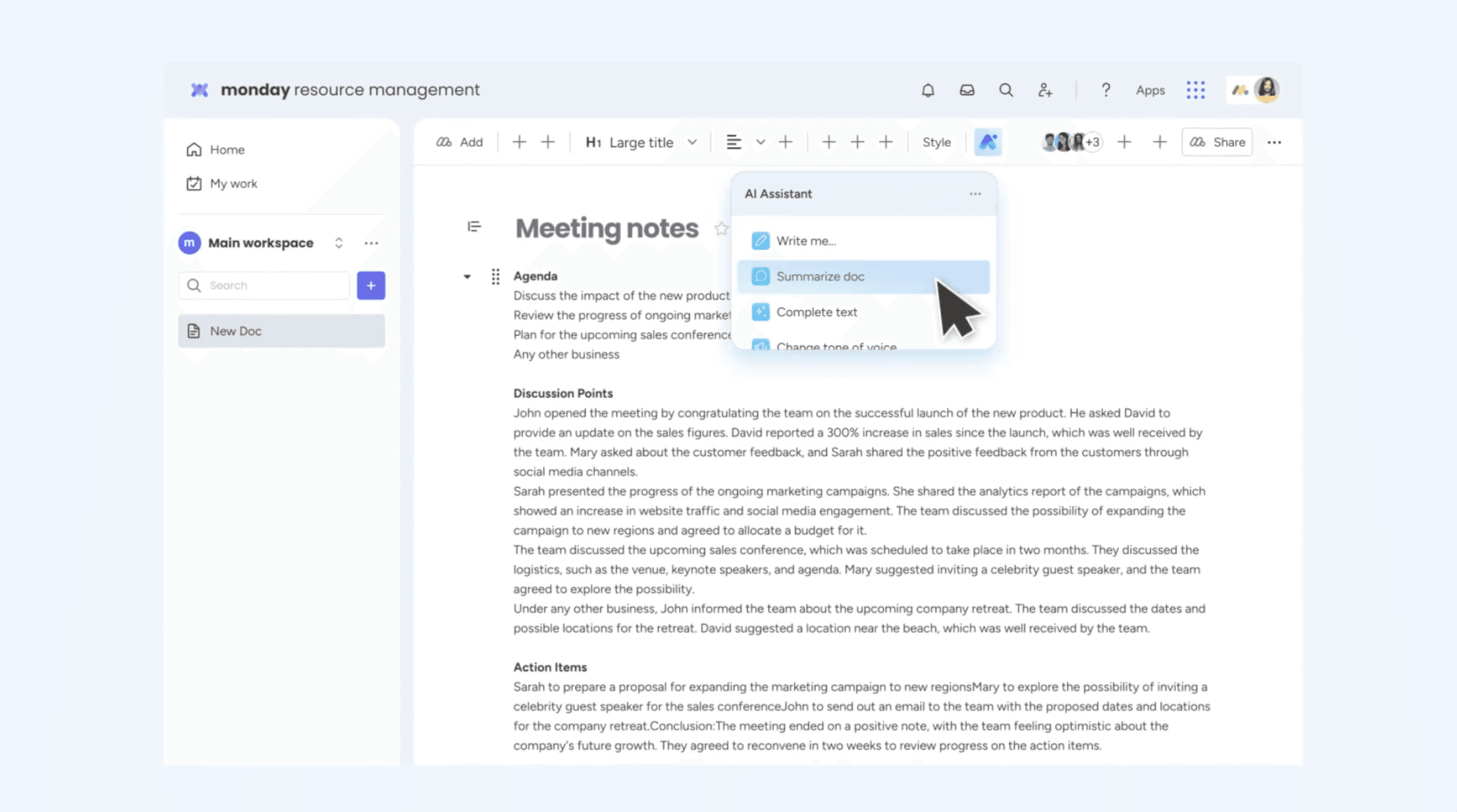 Monday s Doc Summarizer Assistive AI UX Interaction 1 Library Of 