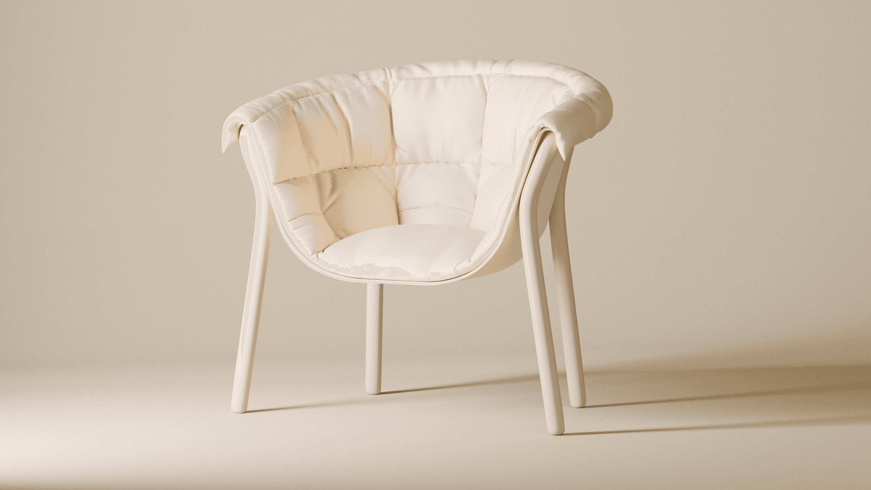 White doudoune chair by arieto studio.