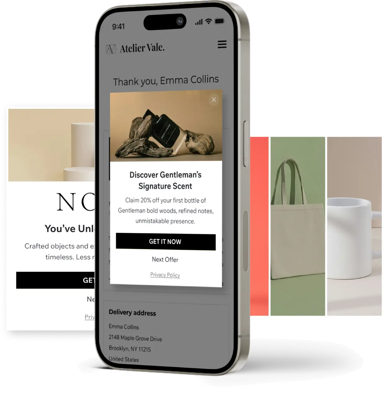 an iPhone on a table showing a Falcon ad