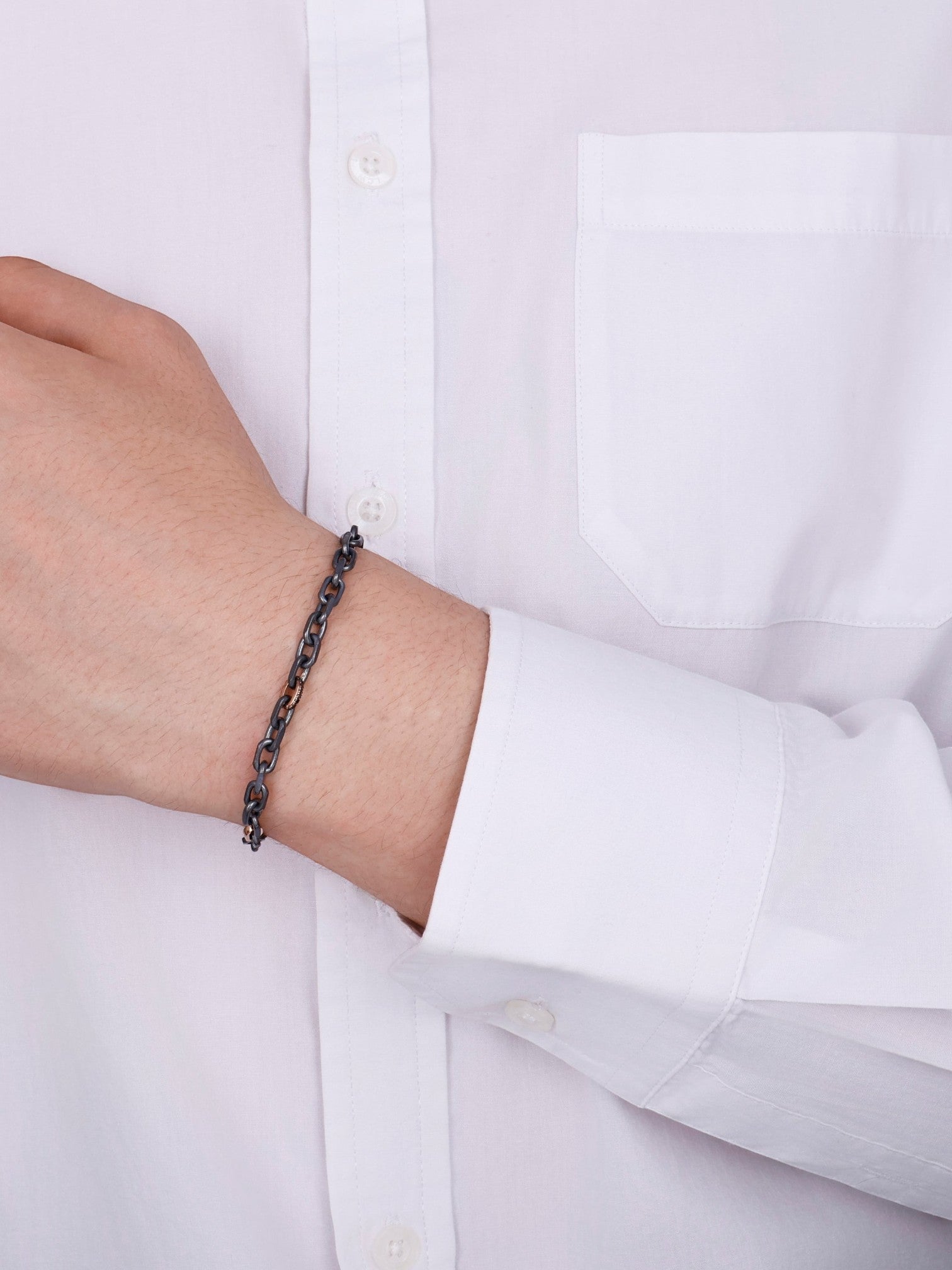 Assos 0.12 Karat Pırlantalı 14 Ayar Rose Altın Erkek Bileklik