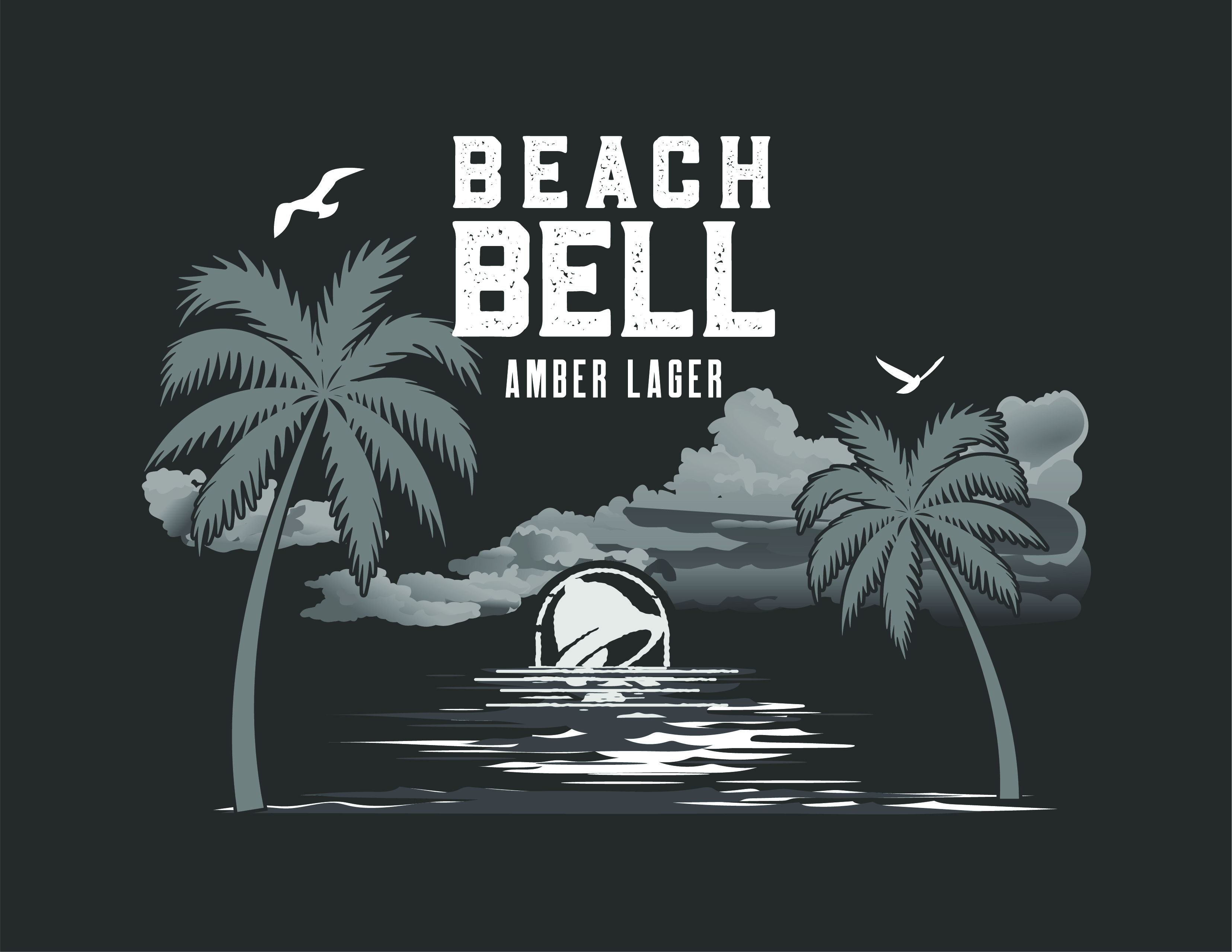 Beach Bell Lager logo with palm tree illustration
