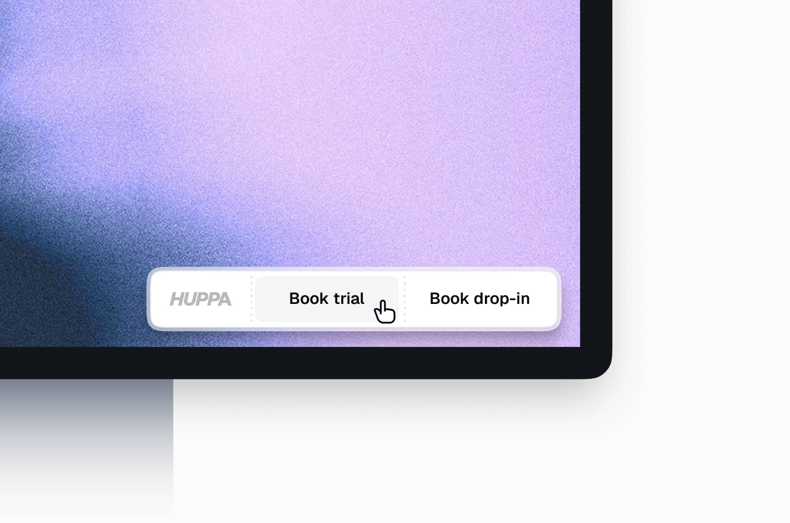 Huppa booking widget op desktop