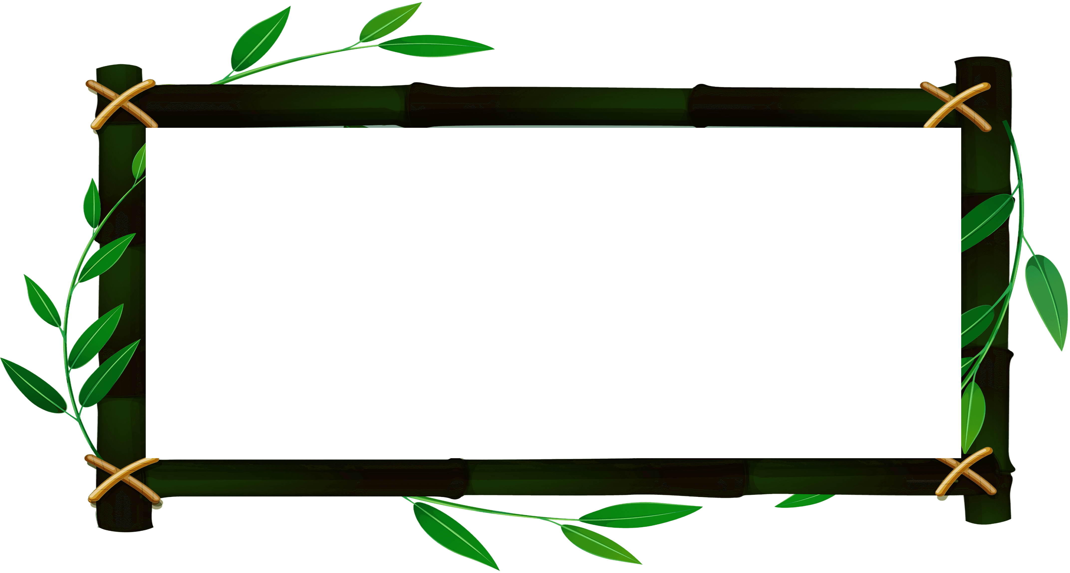Bamboo frame with green leaves