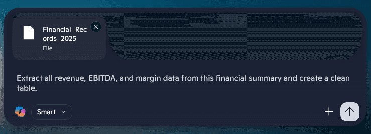 financial data extracting using microsoft copilot