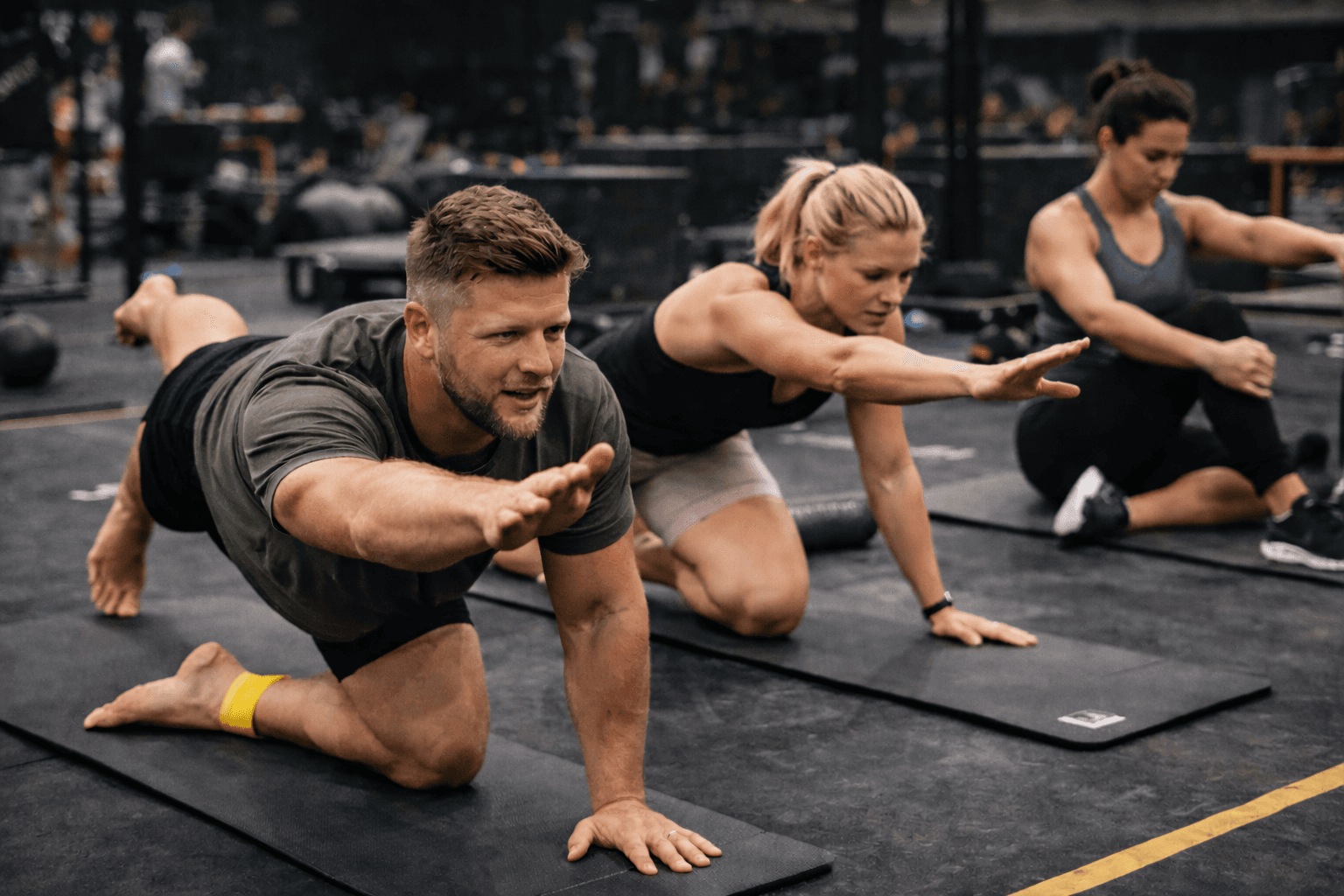 White marble sculpture of a muscular figure in motion, adorned with silver laurel leaves, holding a discus.