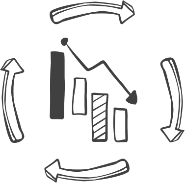 A graph with a downward trend