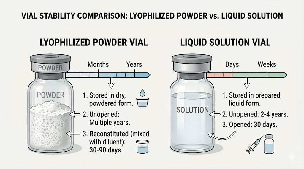 Lyophilized versus liquid compounded semaglutide stability comparison