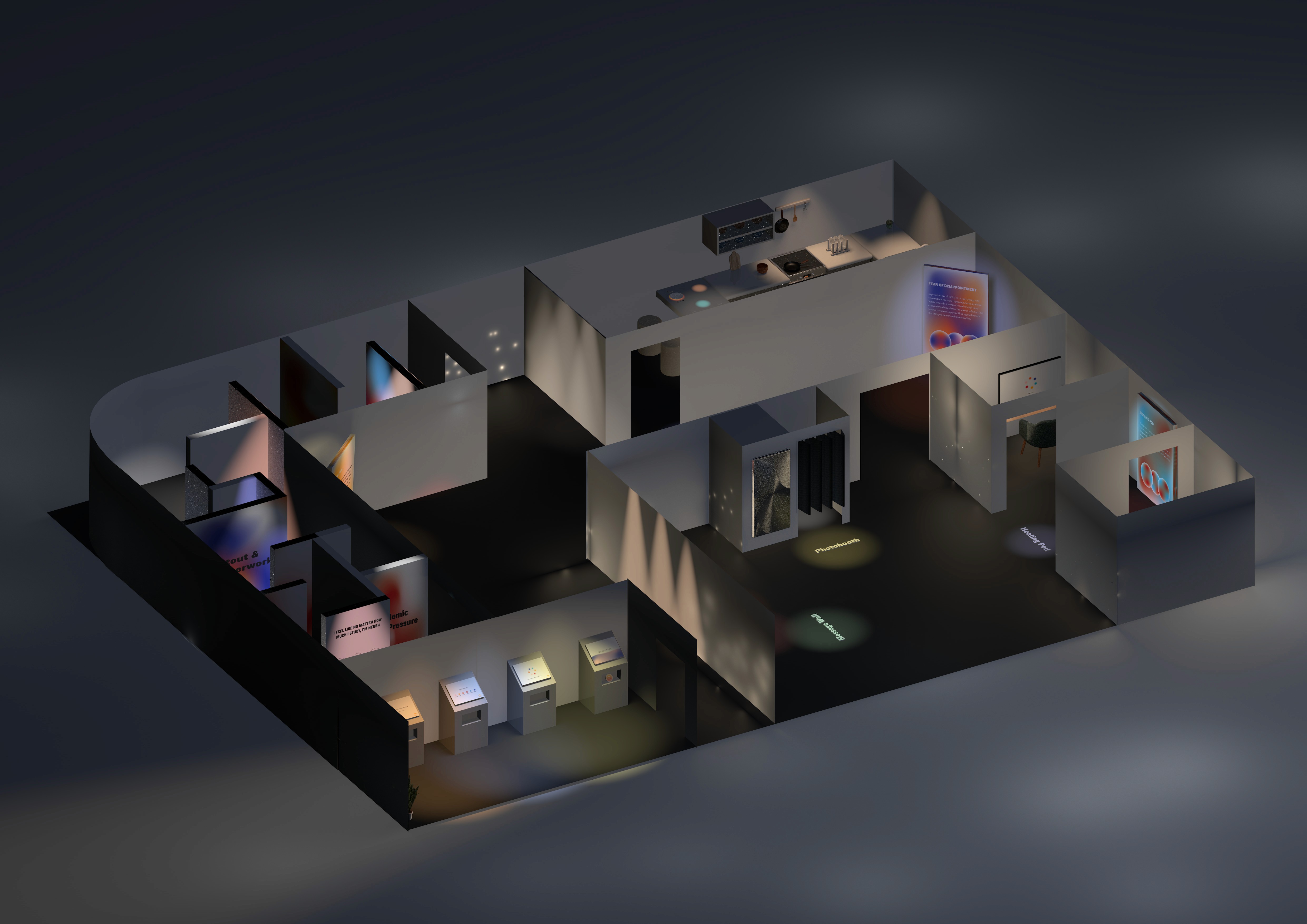 A close-up of a hand wearing multiple decorative rings against a blue background.