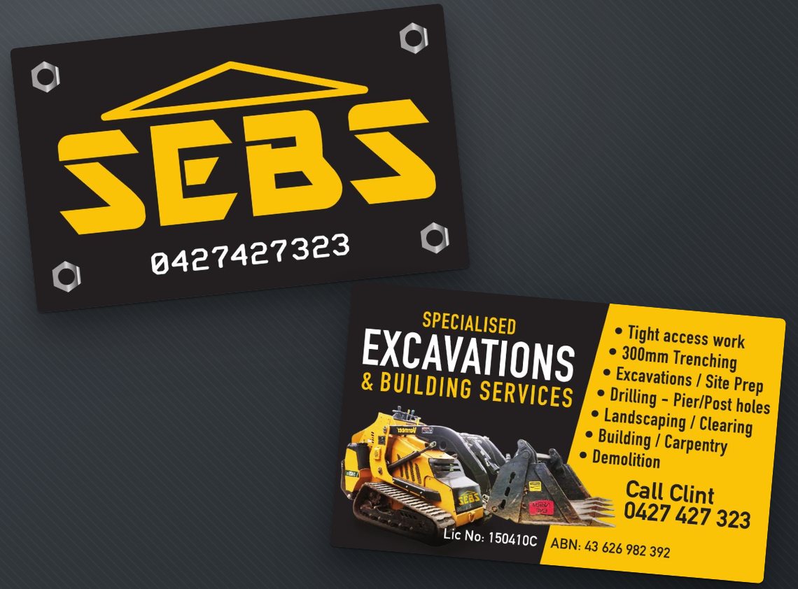 SEBS Excavations & Building Services Logo & business cards