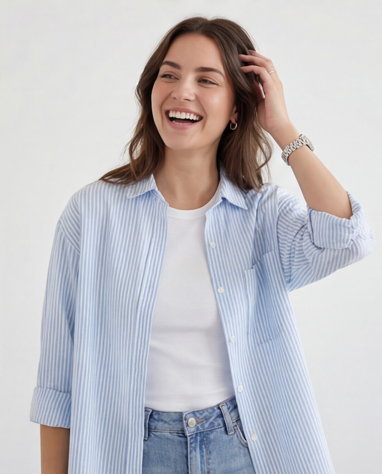 Light Blue Shirt with Relaxed Denim