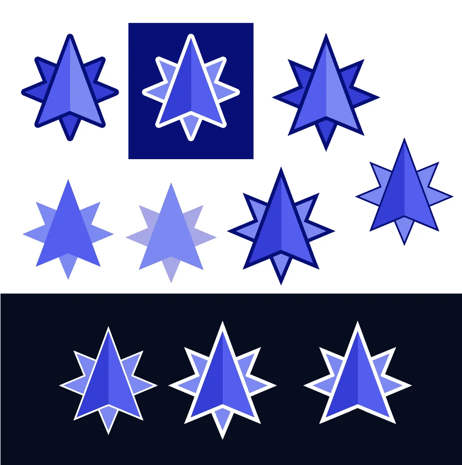 Various star logos scattered on an Adobe Illustrator artboard