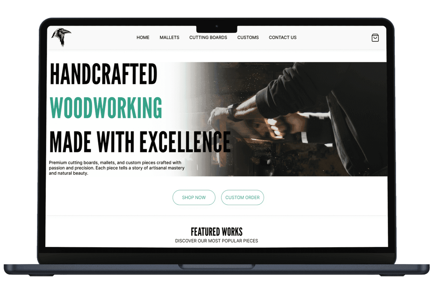 BCF Woodworking desktop experience mockup