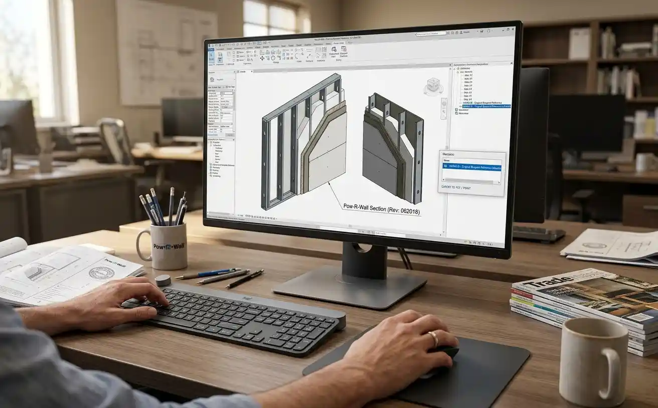 An engineer drawing a wall in Autocad