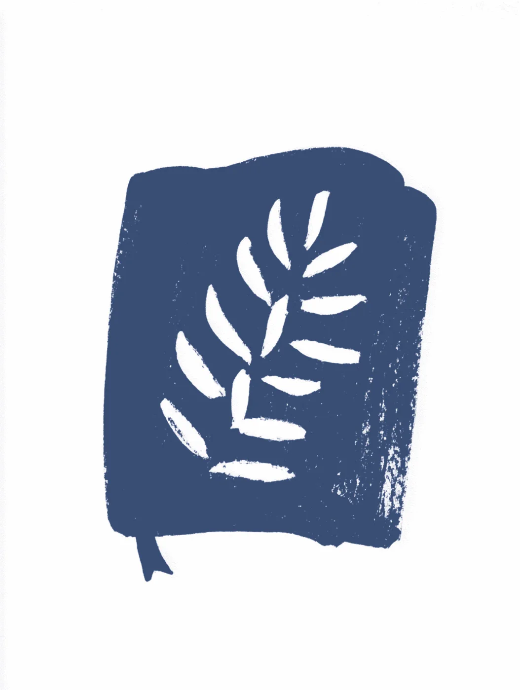 Blue book with leaf illustration