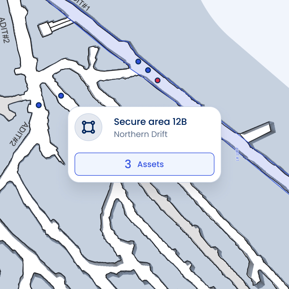 User interface showing assets wtihin a geofence