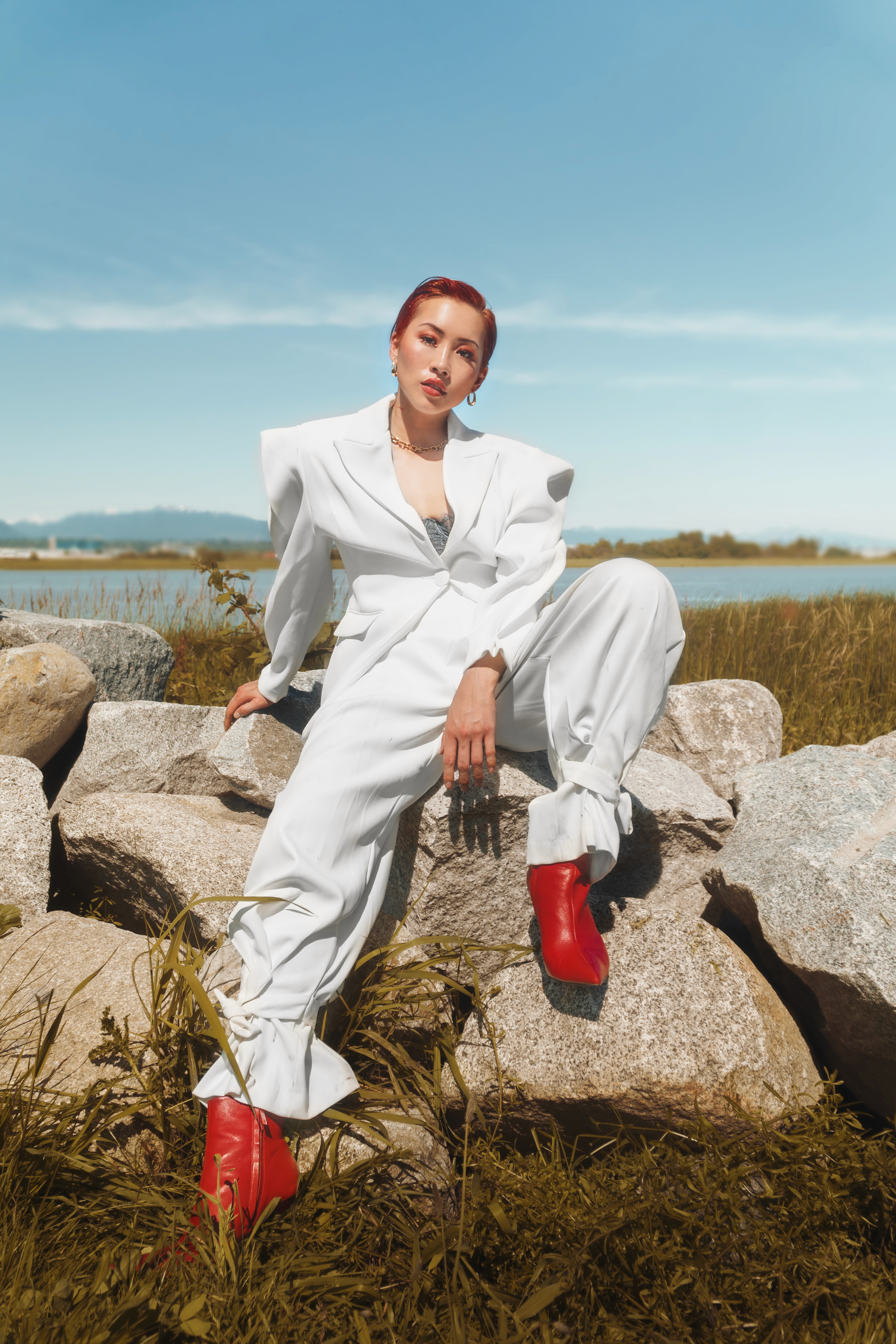 female fashion model in modern outfit