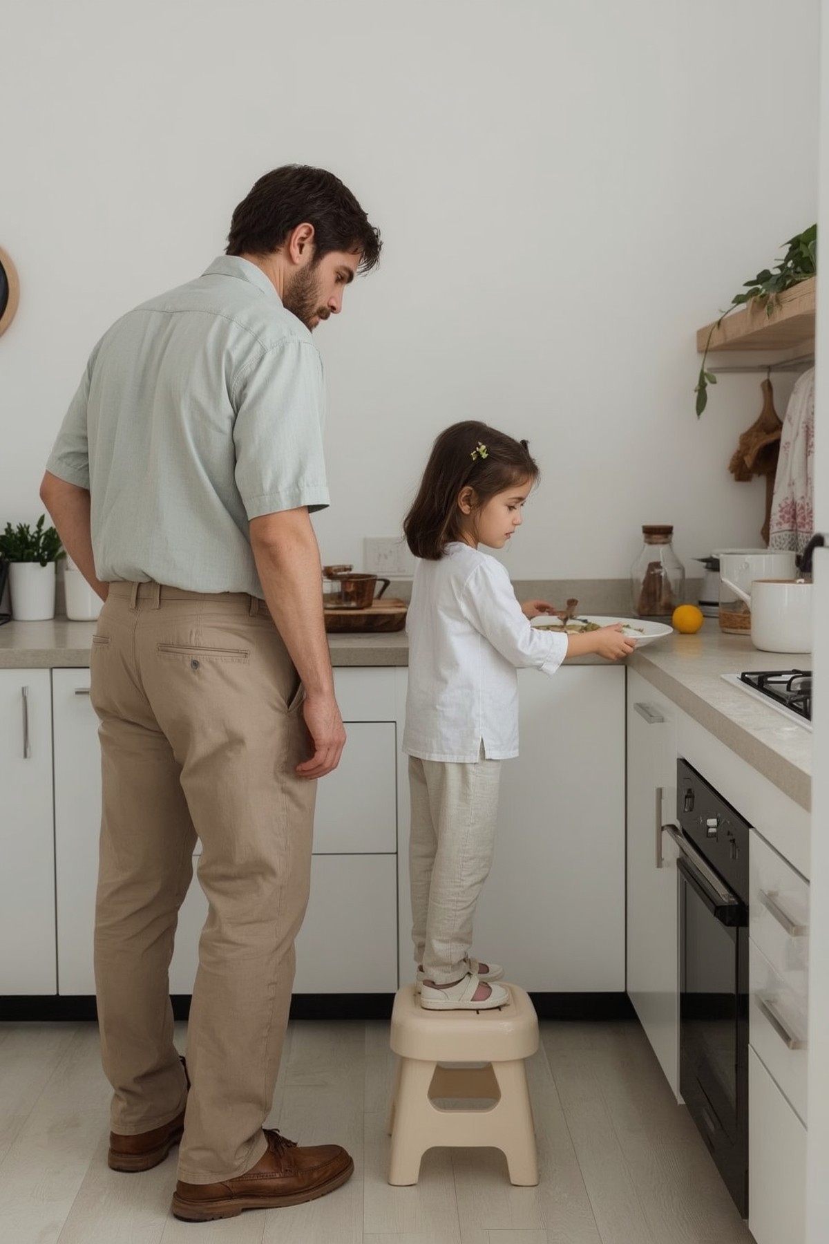Vater und Tochter kochen gemeinsam