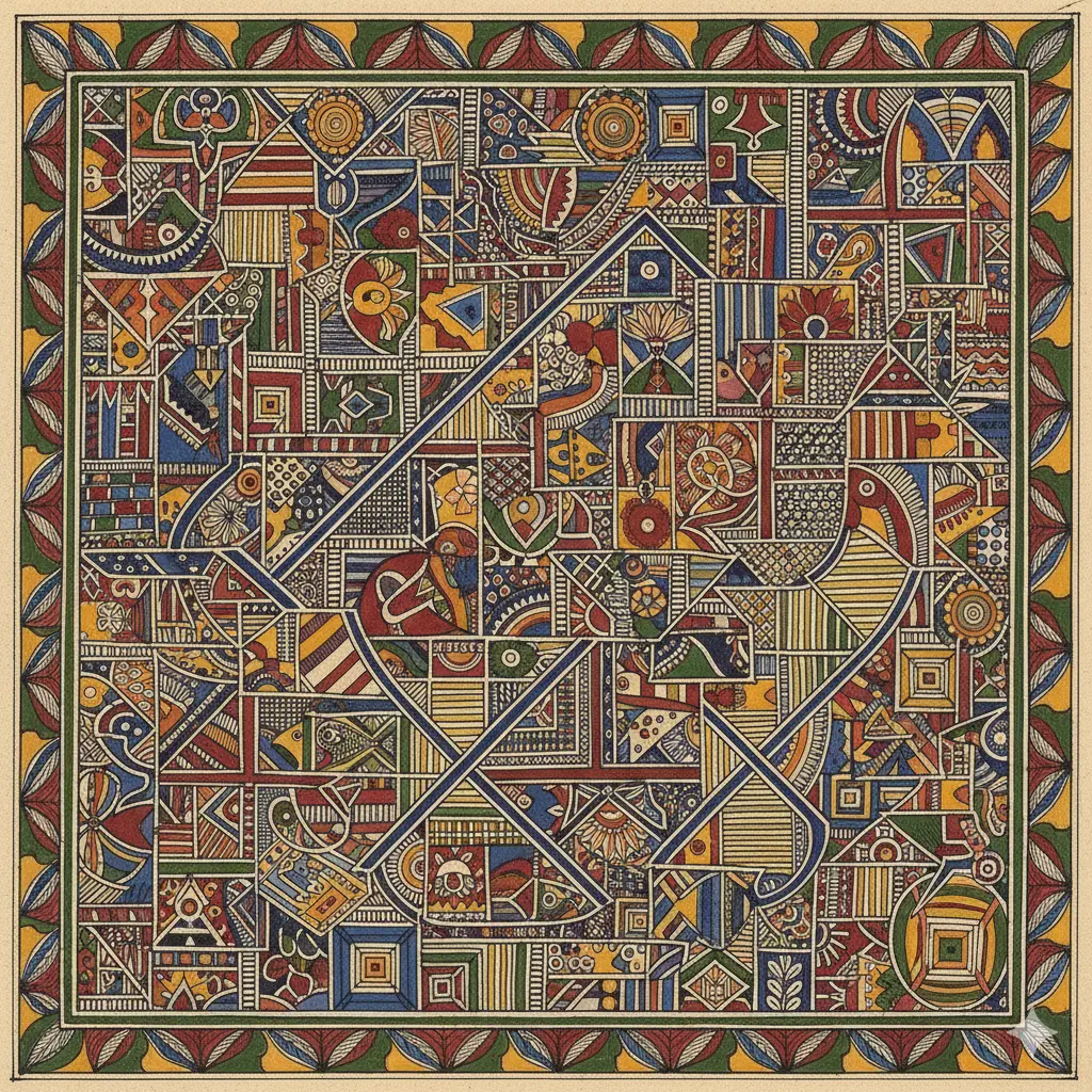 abstract image, modern times, mithila motifs