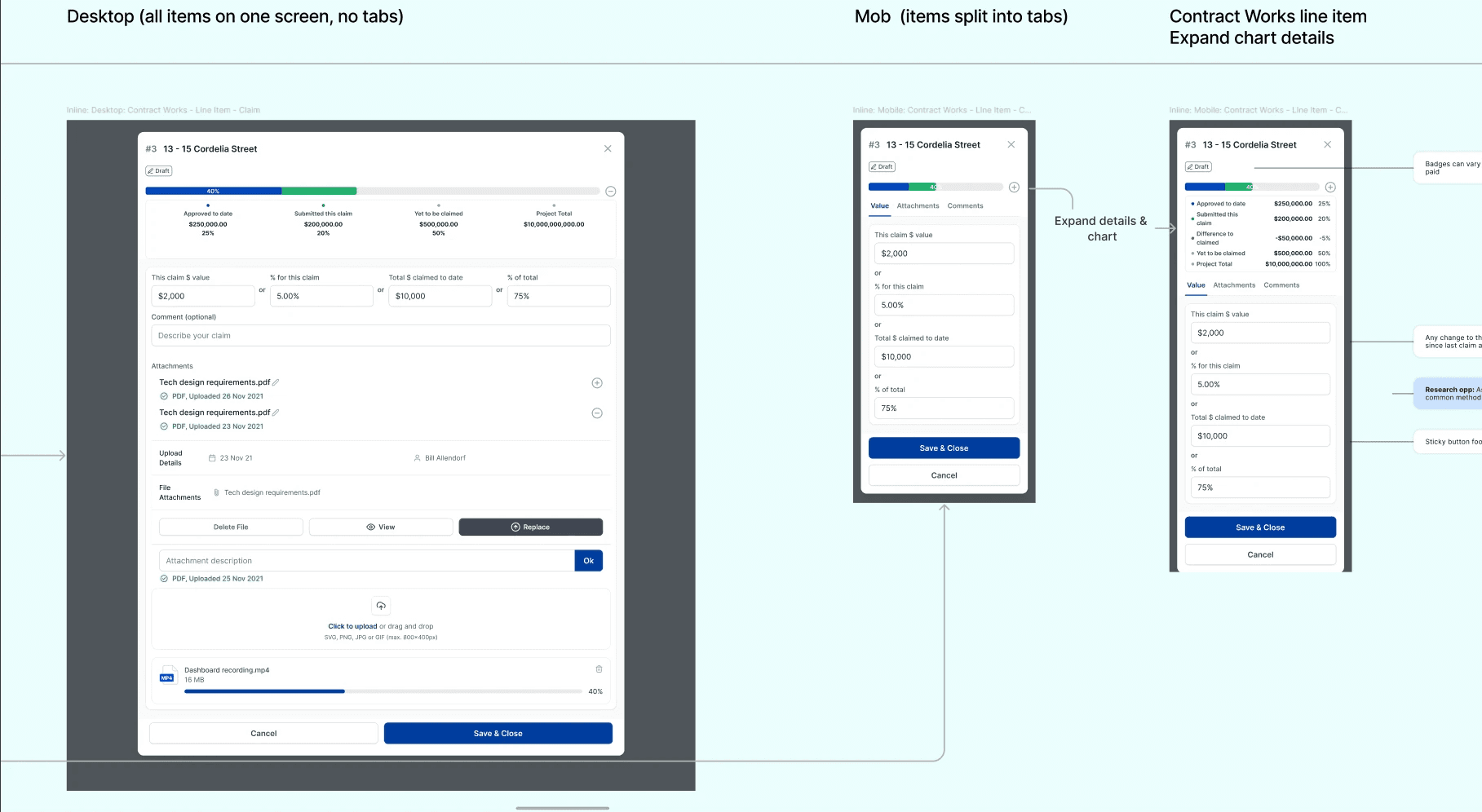 Construction UX wireframe in Figma by Sydney UX Consultant, You Exist