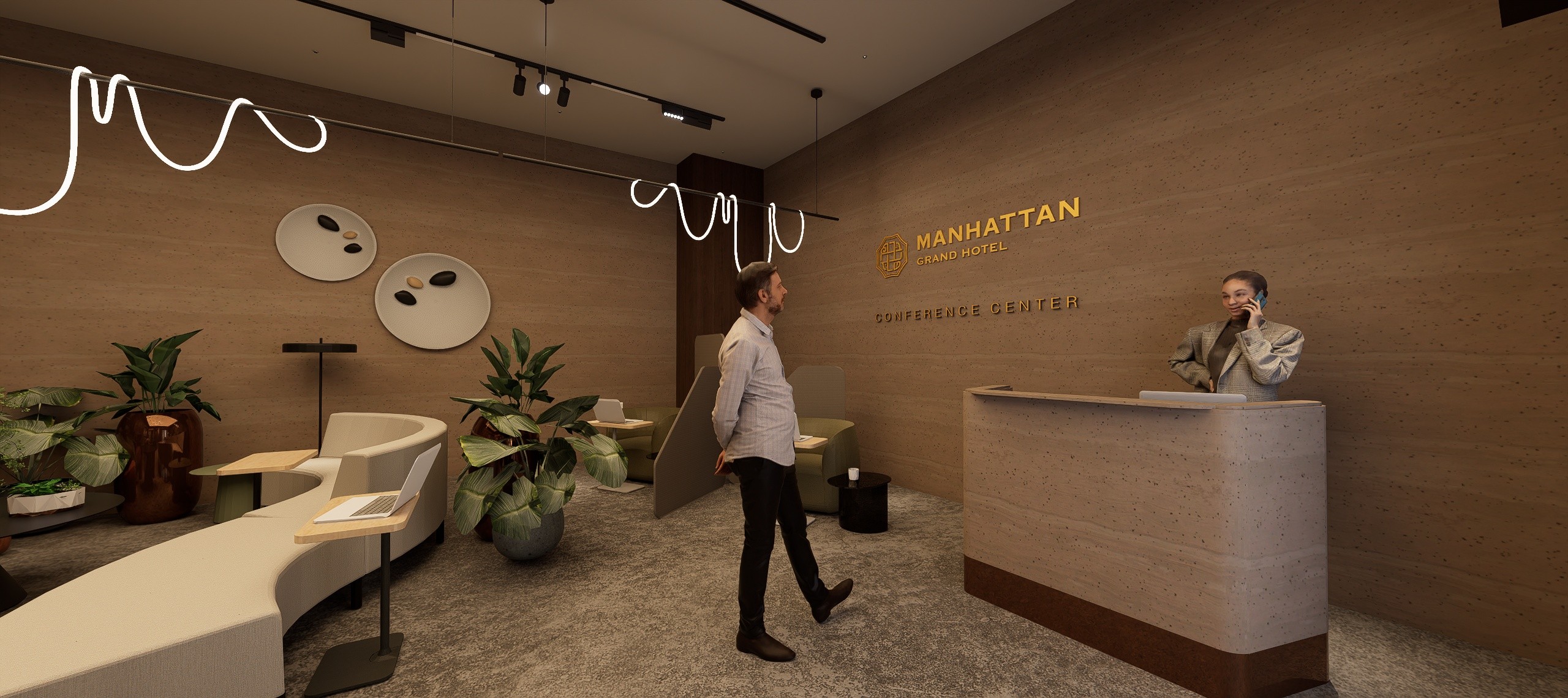 Toned woman does yoga side bend pose by foggy lakeside.