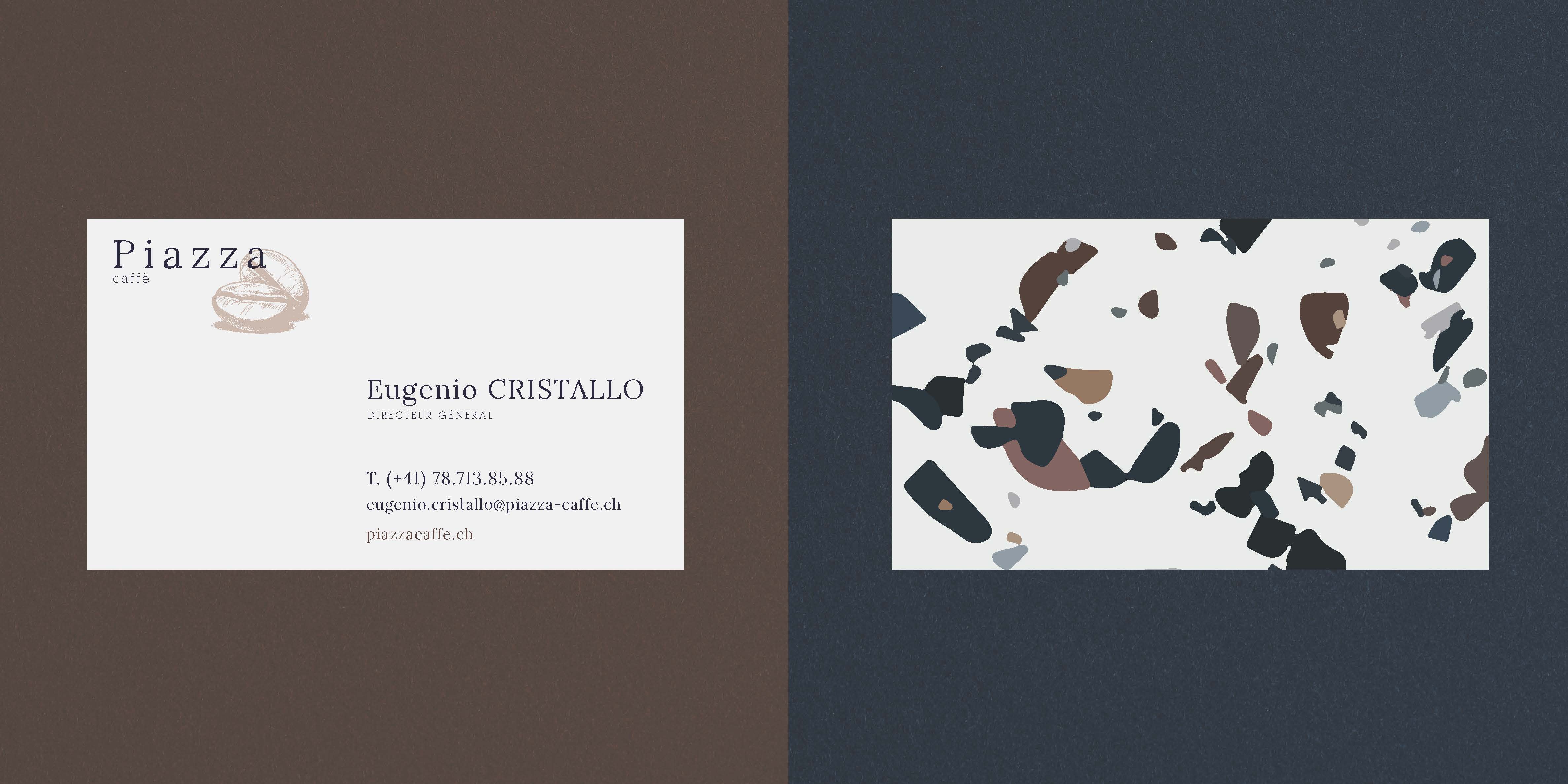 Piazza coffee branded stationery and business cards mockup