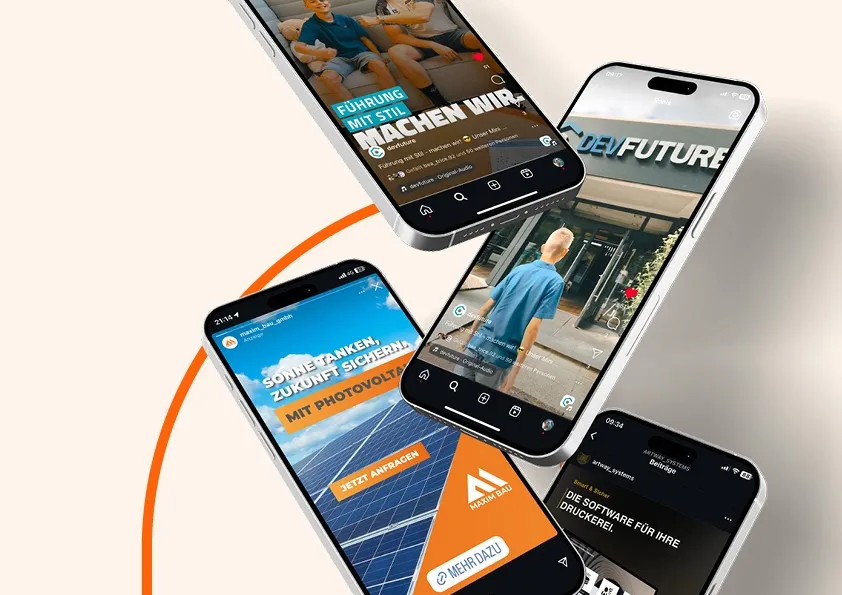 Social Media Strategie und Content Creation, Smartphone, Posts, Reels