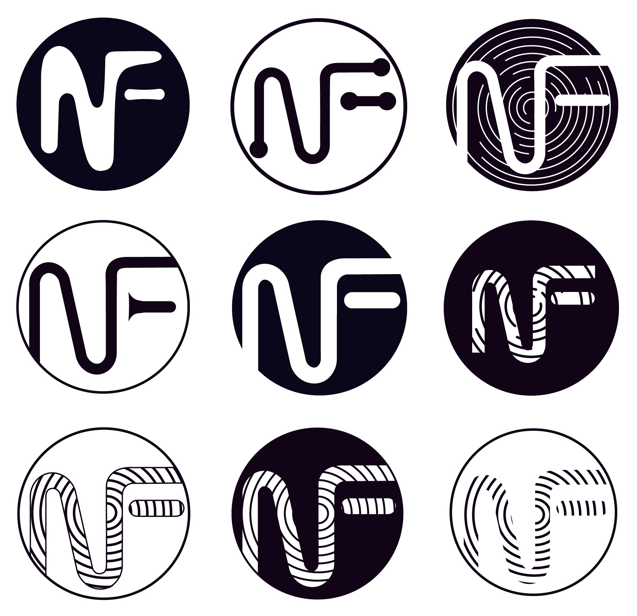 Digital rendered drants of NF monogram