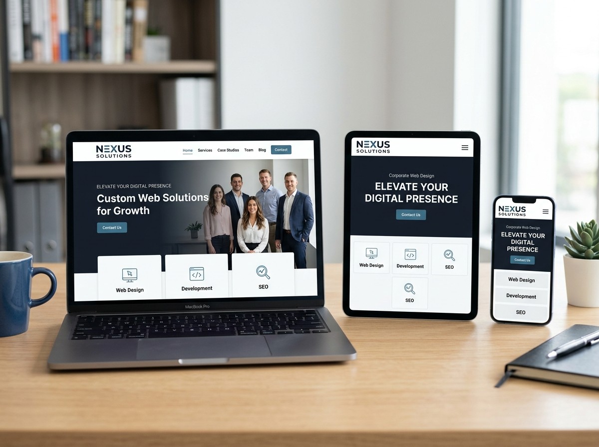 Various website layouts on different screens - affordable web design solutions