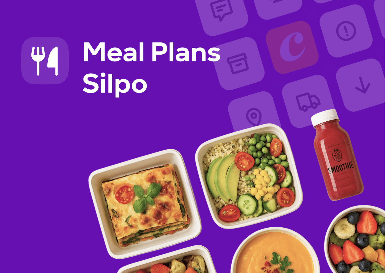 Picture shows project title "Meal Plans Silpo", Silpo logo mark and example of daily dishes