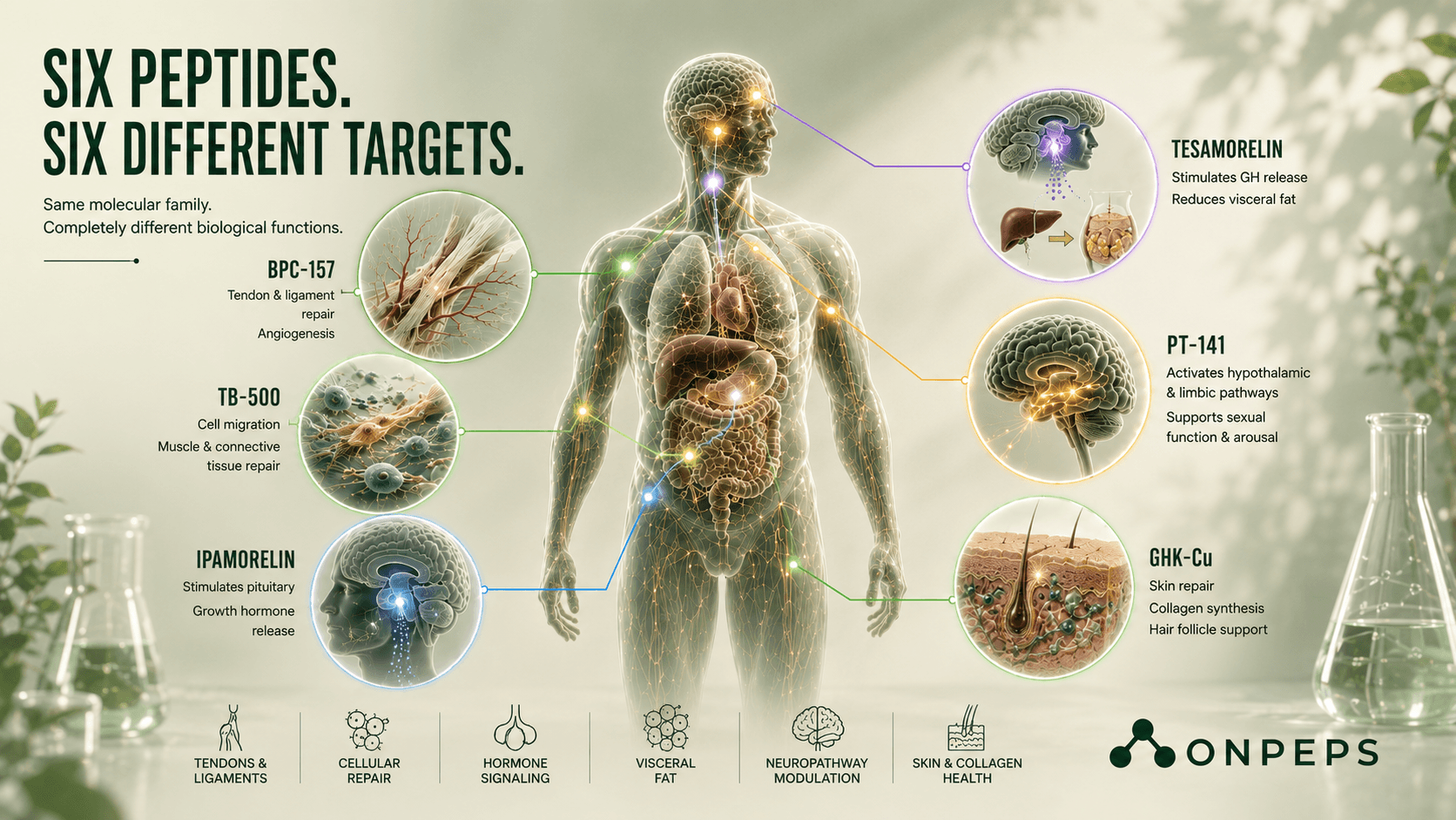 what each peptide targets in the human body by onpeps - the peptide wiki for the next generation of peptide users