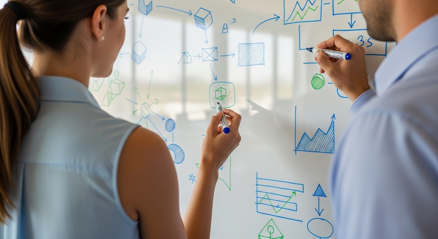 man wearing gray polo shirt beside dry-erase board