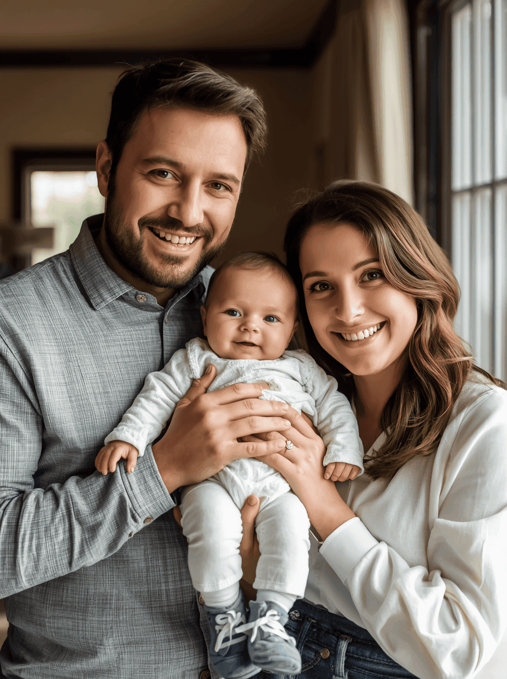 a married couple with a baby