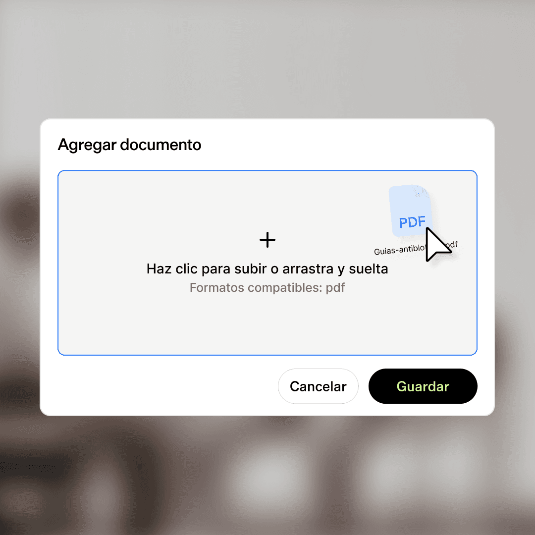 Carga de un PDF de protocolo clínico local en el Sistema de Soporte a la Decisión Clínica de Tandem, indexado junto a las guías nacionales.