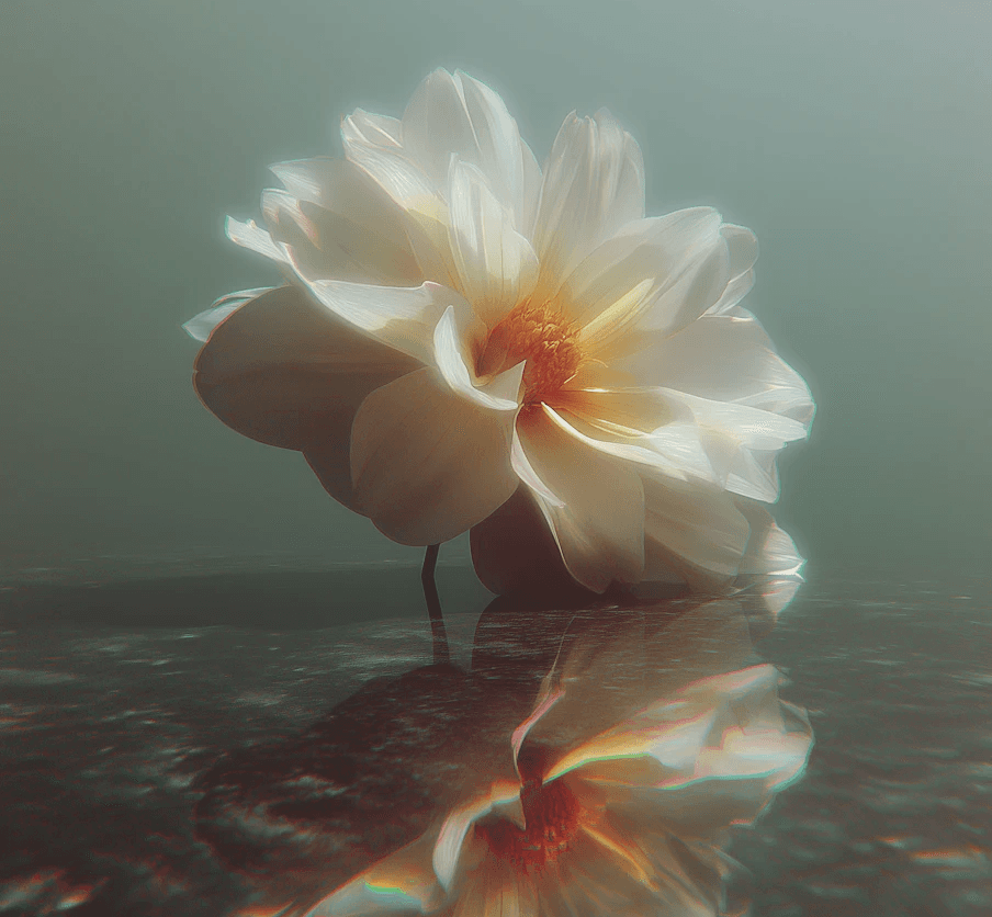White flower reflection