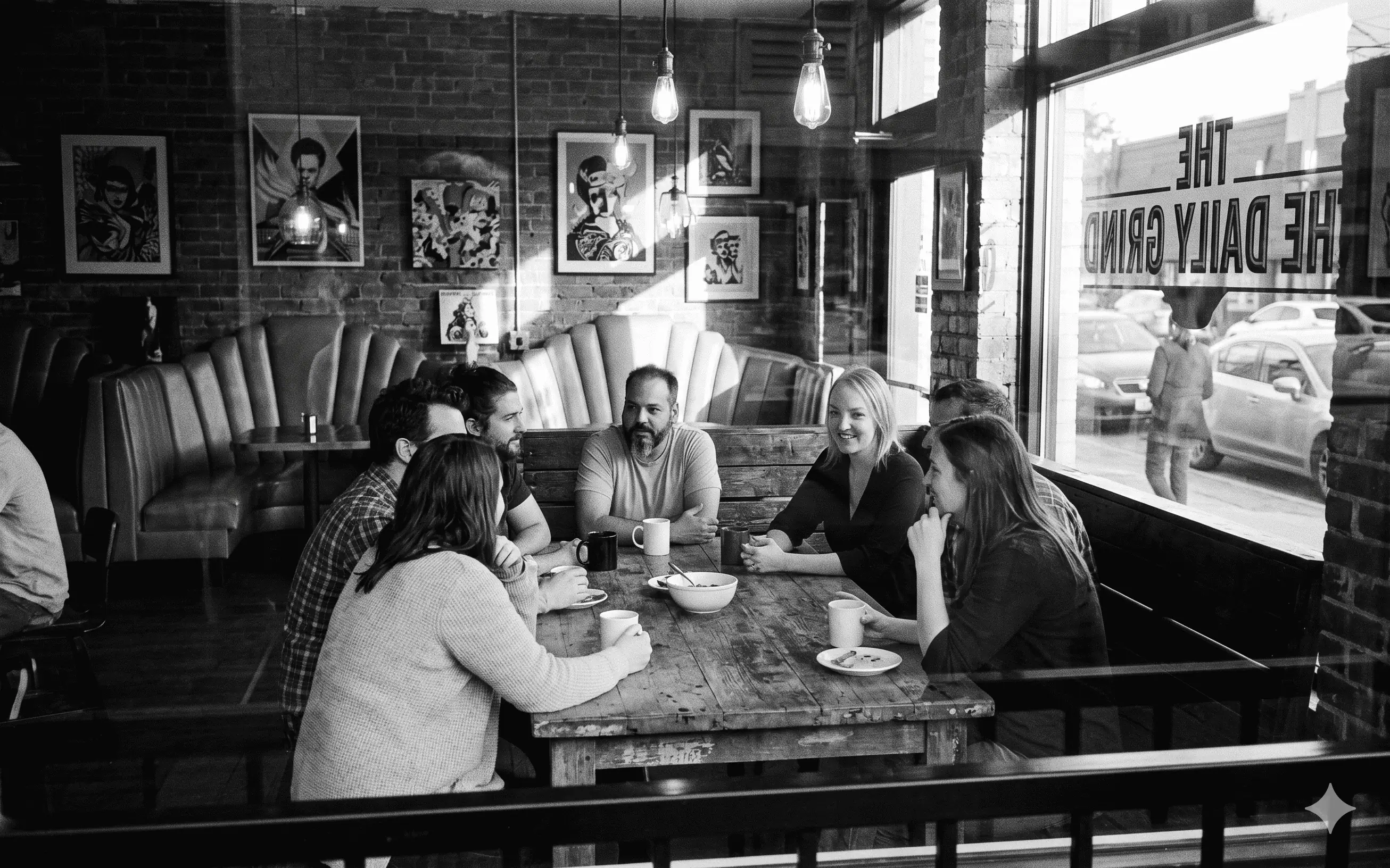 Three people sitting on a couch in a room looking at mobile devices