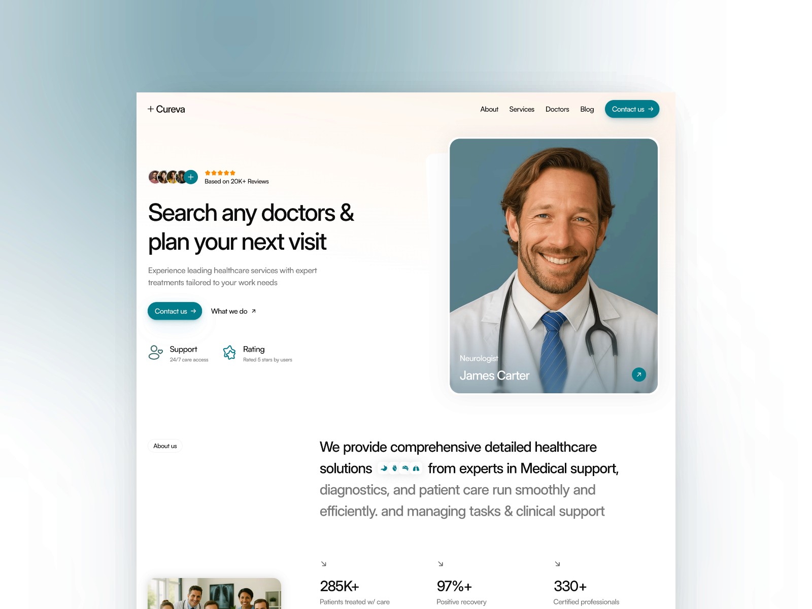 Cureva — 医疗健康网站设计灵感