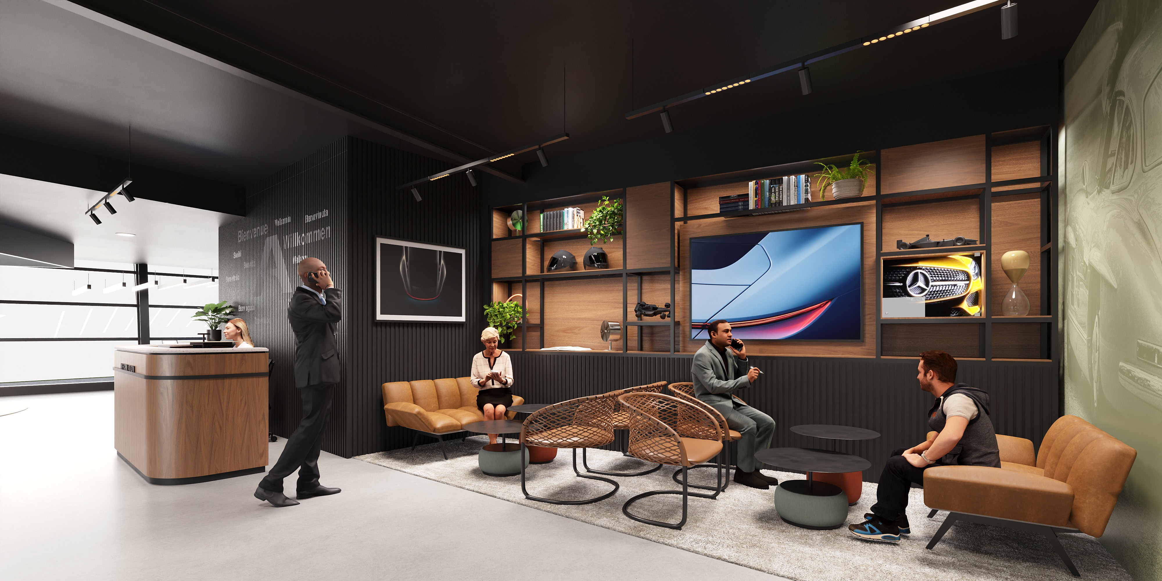 Waiting area of a garage retail design concept for Arenaz Automobiles et Services SA in Crissier Switzerland