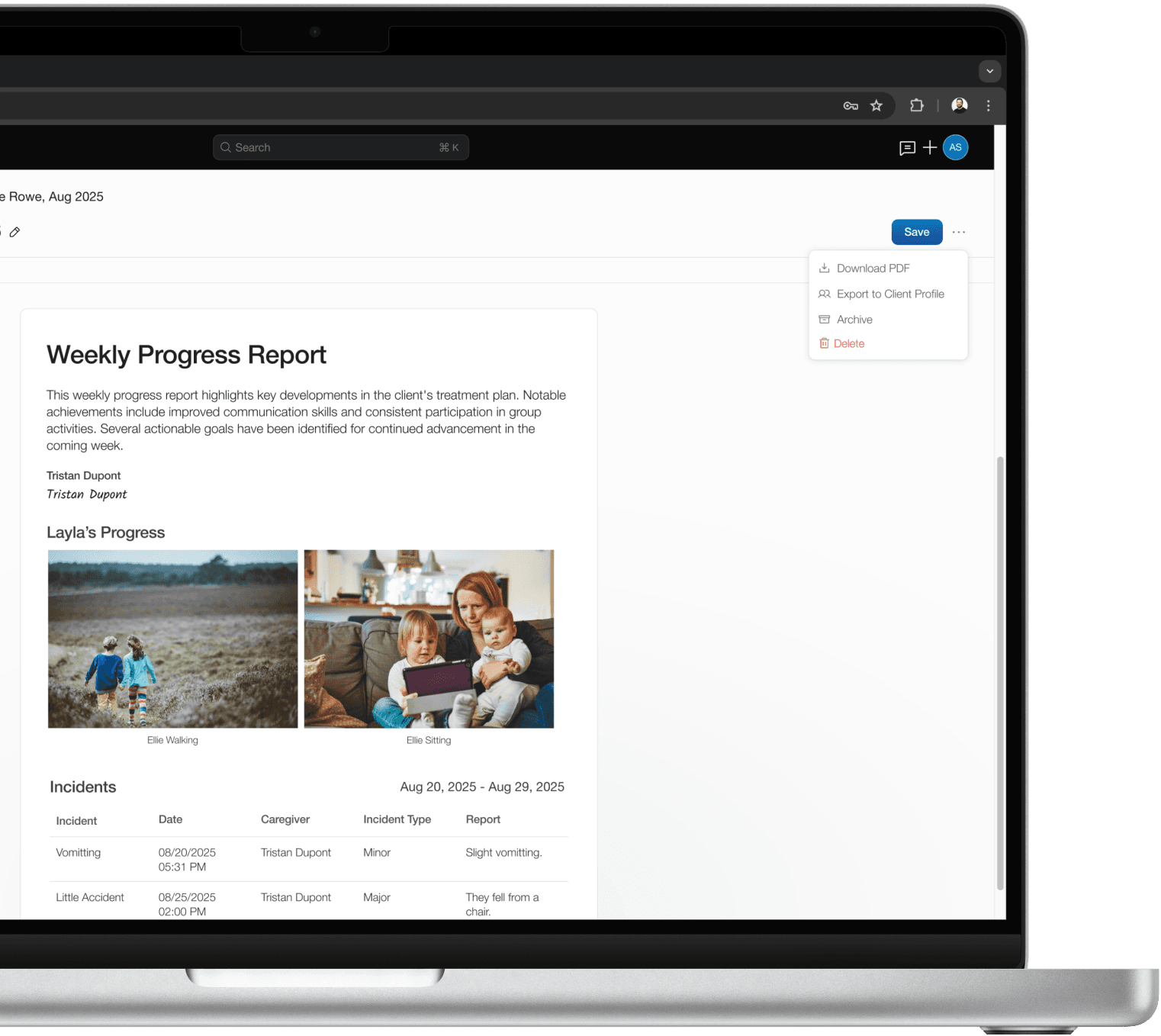 Docs builder on desktop that features a progress report.