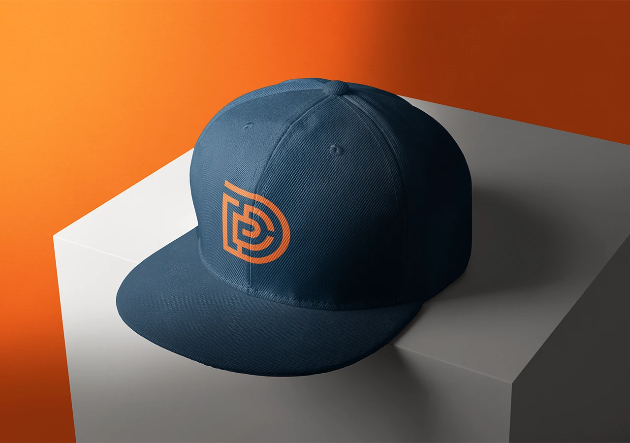 A hat mockup with the logo.