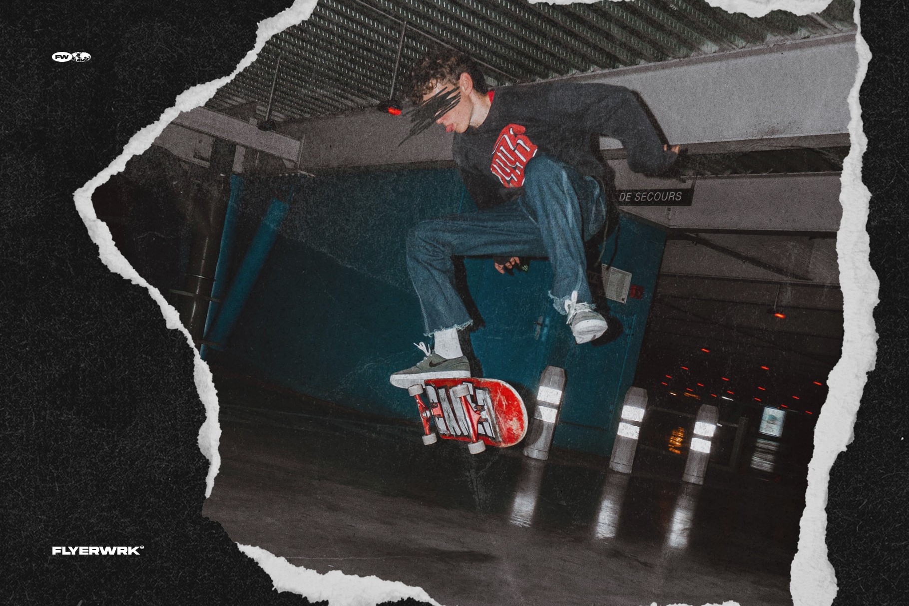 Ripped Paper Scrap Mockup used as a frame for dynamic action photography with realistic paper grain and edges