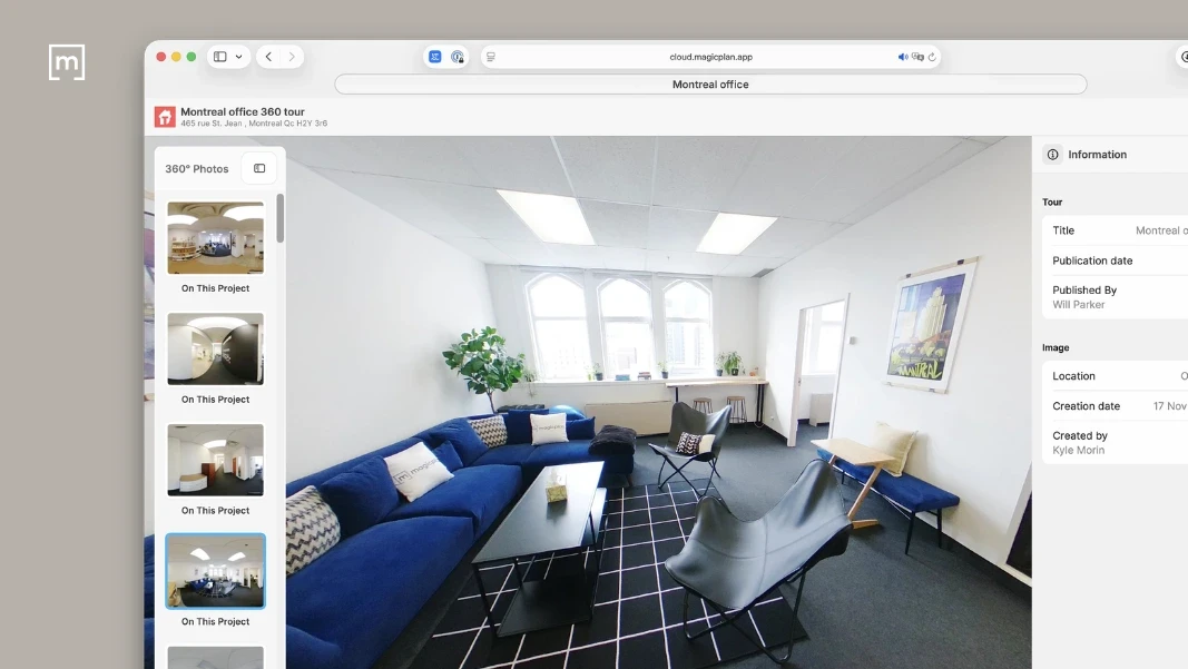 photo of a room captured in 360 degrees with maggicplan