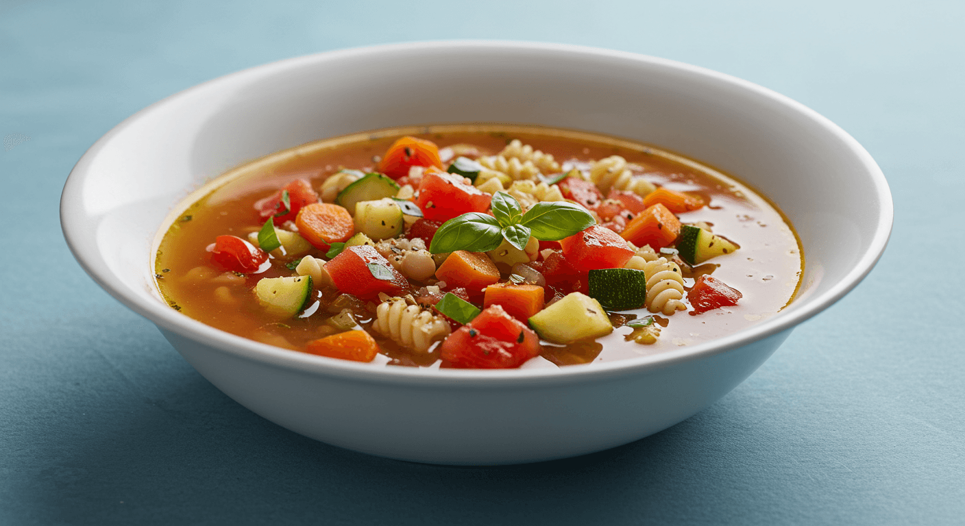 a bowl of fresh minestrone sou[