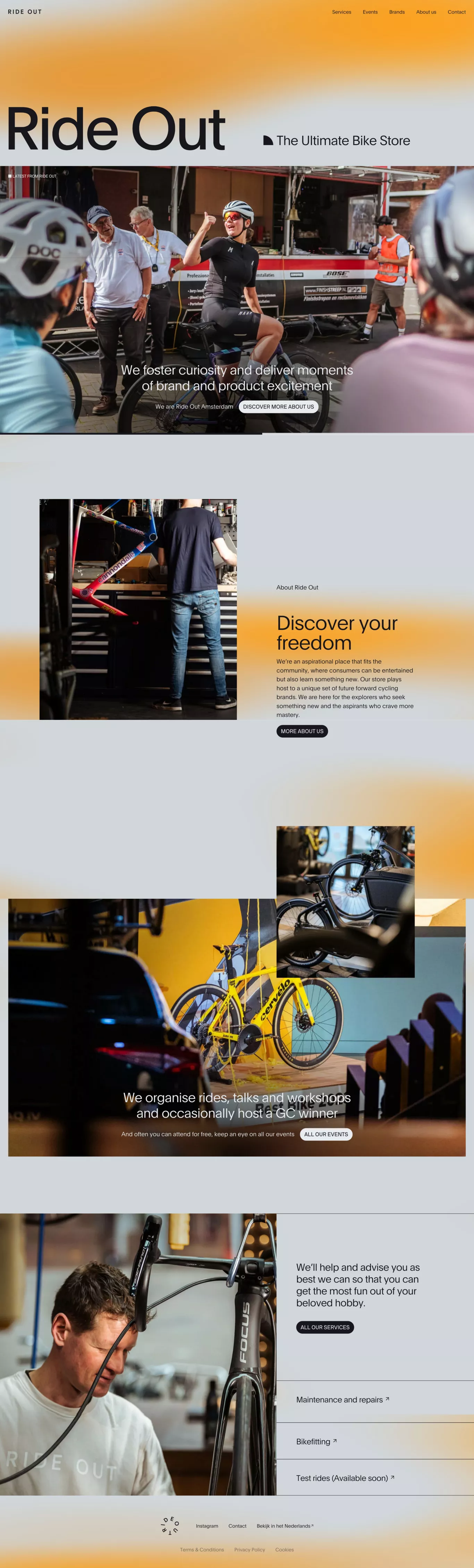 Ride Out Amsterdam - The Ultimate Bike S other page screenshot showcasing Local Business and Sport design