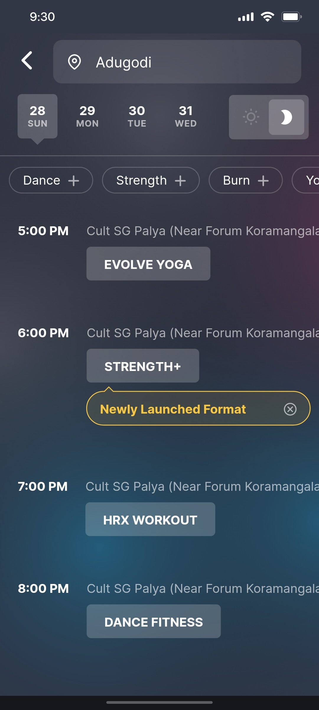 Cut.fit App Location Search Screen