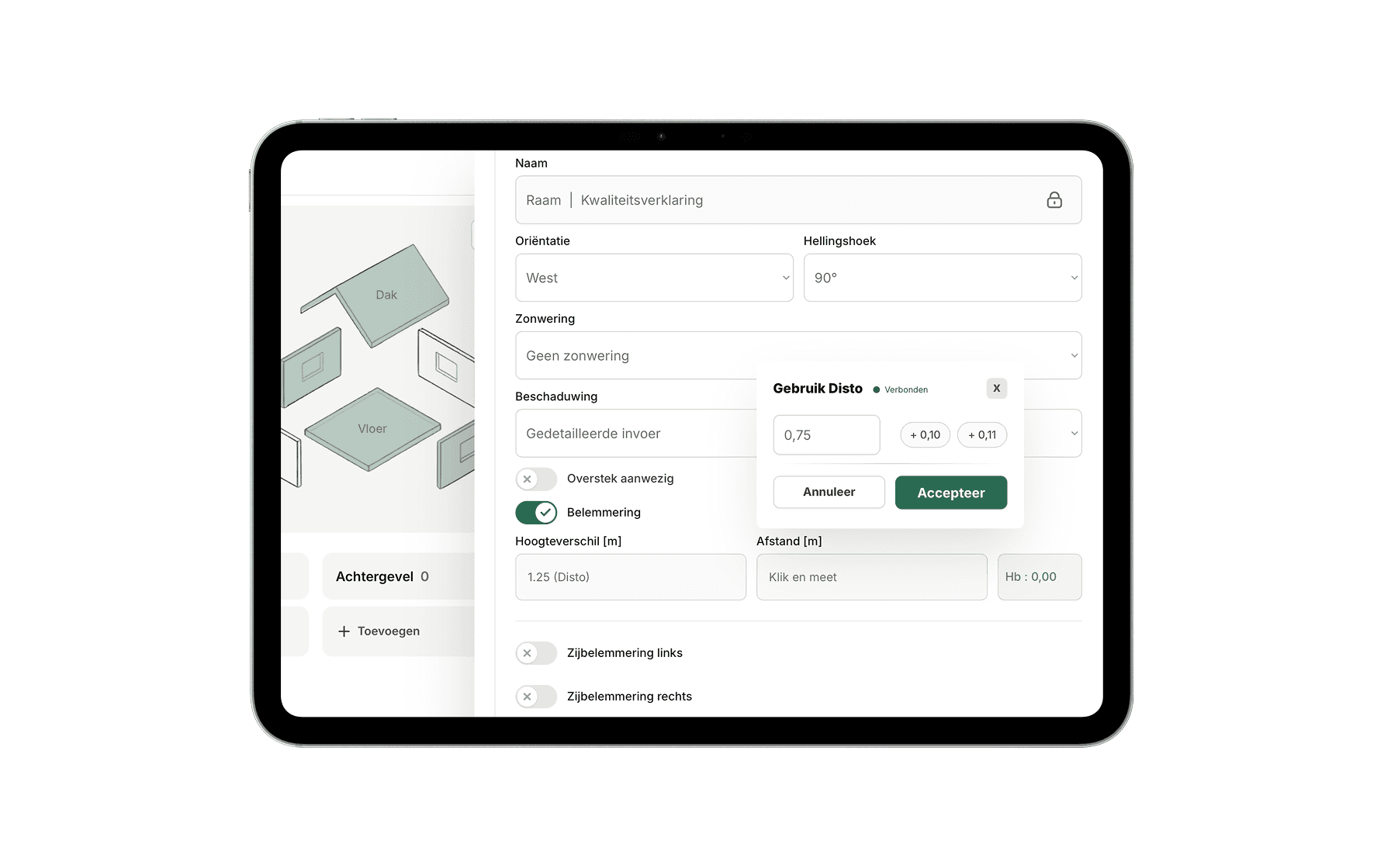 Gebruik afstandsmeter in Label-wise