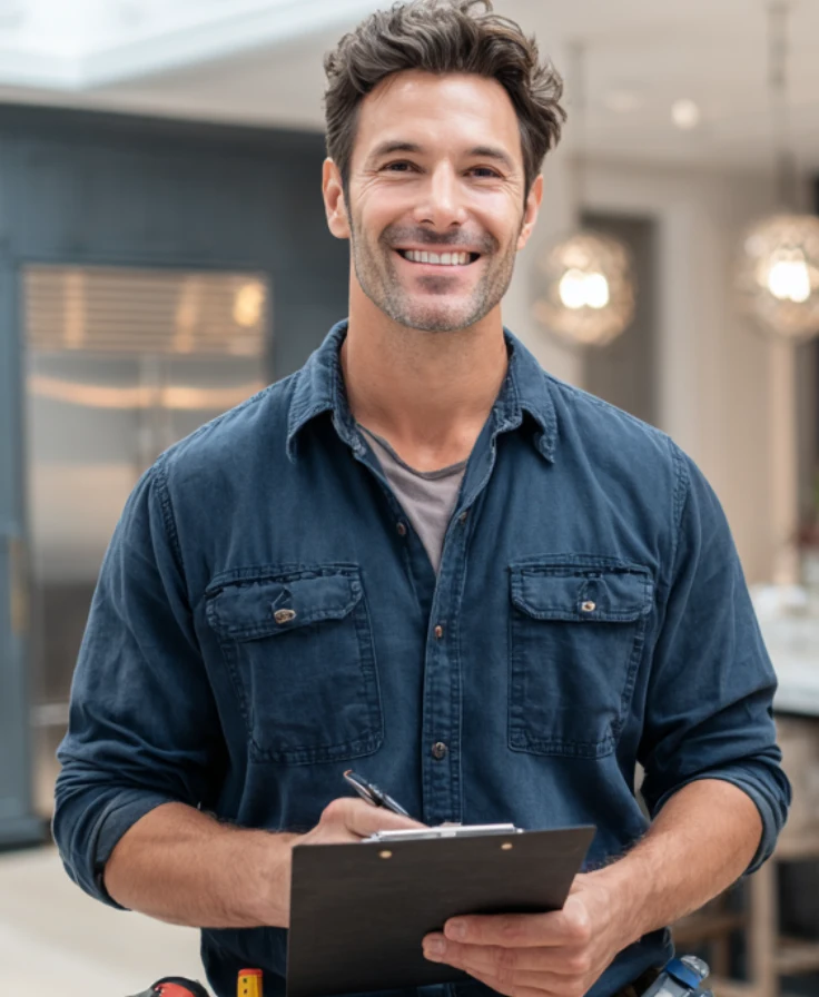 Electrician Standing in Customers Kitchen