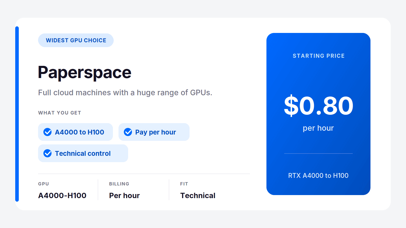 Paperspace, a cloud workstation with the widest GPU choice for ArchViz from $0.80 per hour